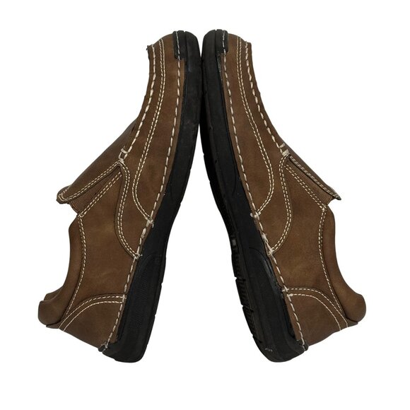 IZOD Mens Brown Leather Slip-On Loafers Contrast Stitching Rubber Sole Shoes 8M - Picture 8 of 11